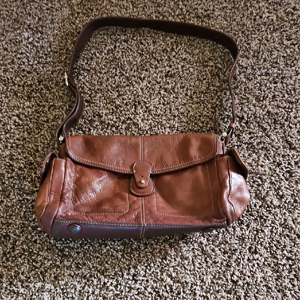 Liz Claiborne Rich Brown Leather Shoulder Bag